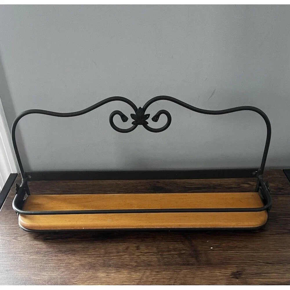 Longaberger Wrought Iron Single Tier Spice Rack With Wood Shelf